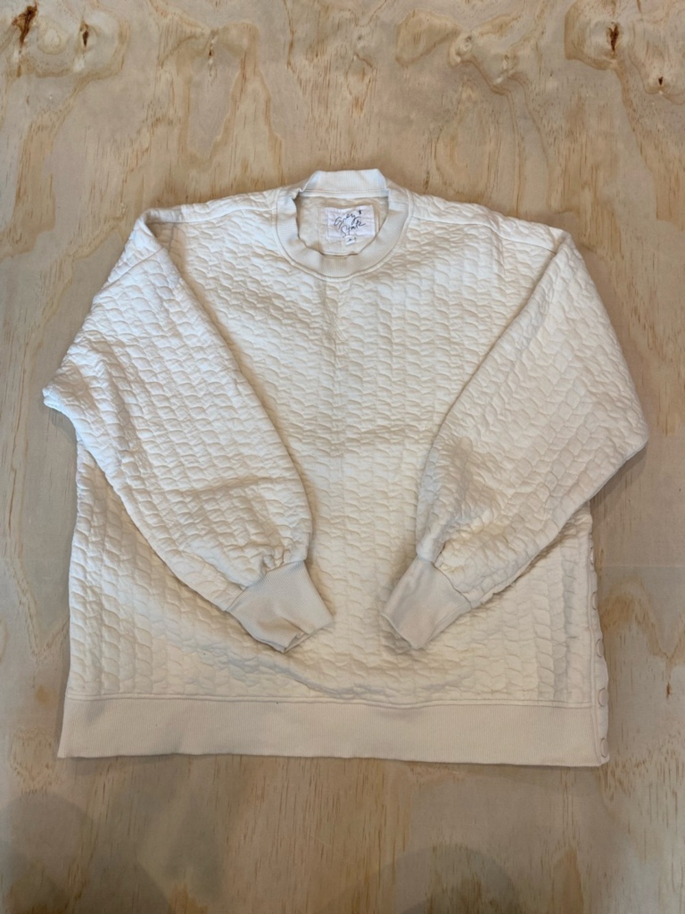 Anthropologie Quilted Cream Pullover & Short Set - Picture 5 of 6